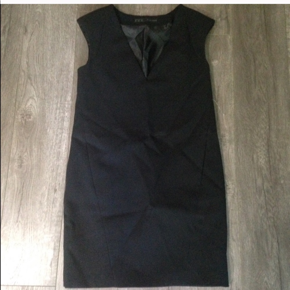 Zara little black dress low cut v neck xs